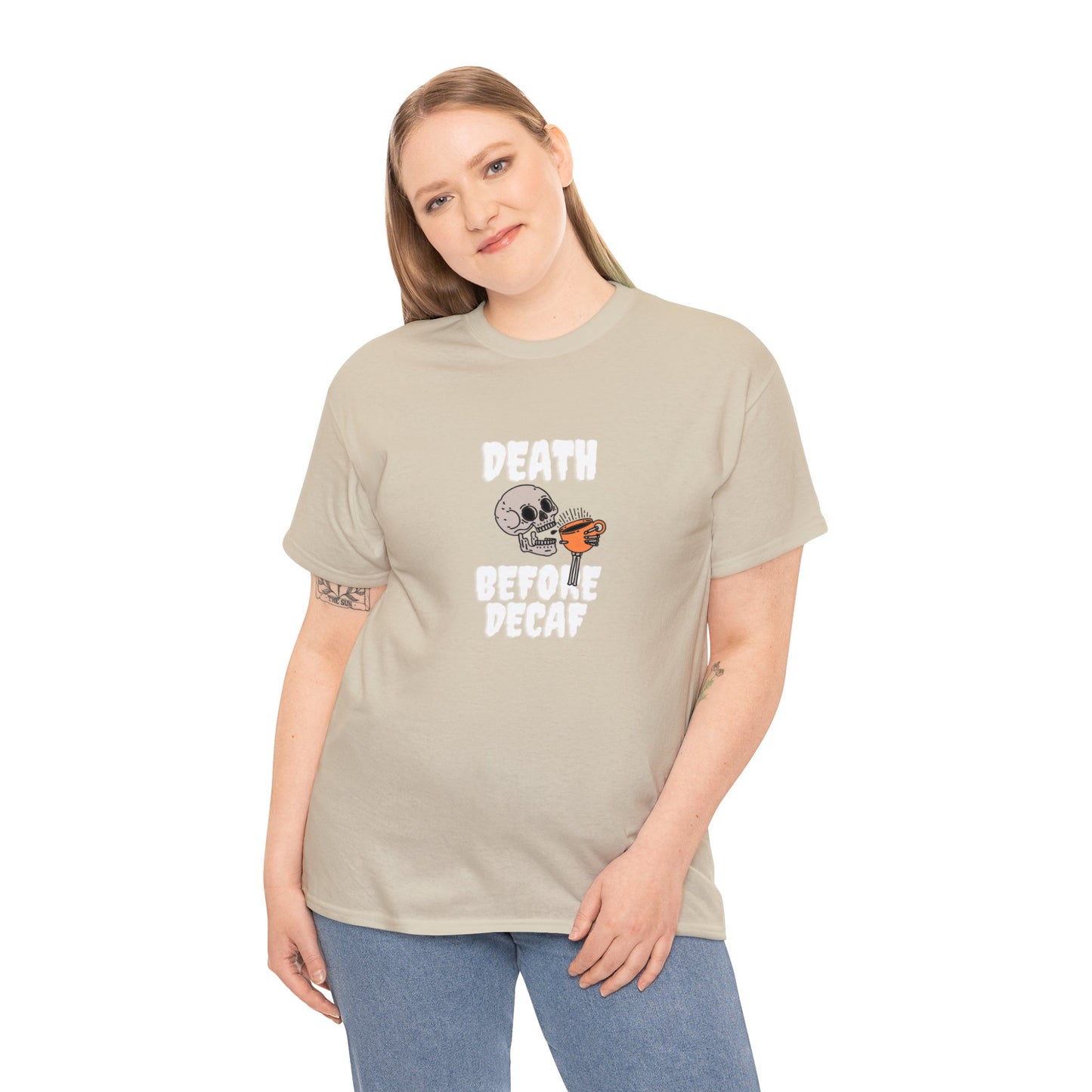 Unisex Heavy Cotton Tee - Death Before Decaf