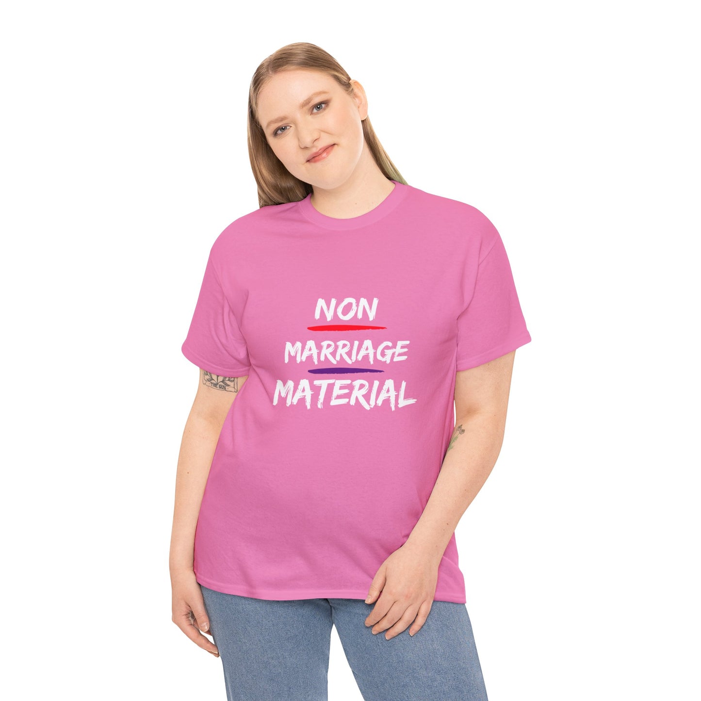 Unisex Heavy Cotton Tee Non marriage material humor t-shirt for him or her