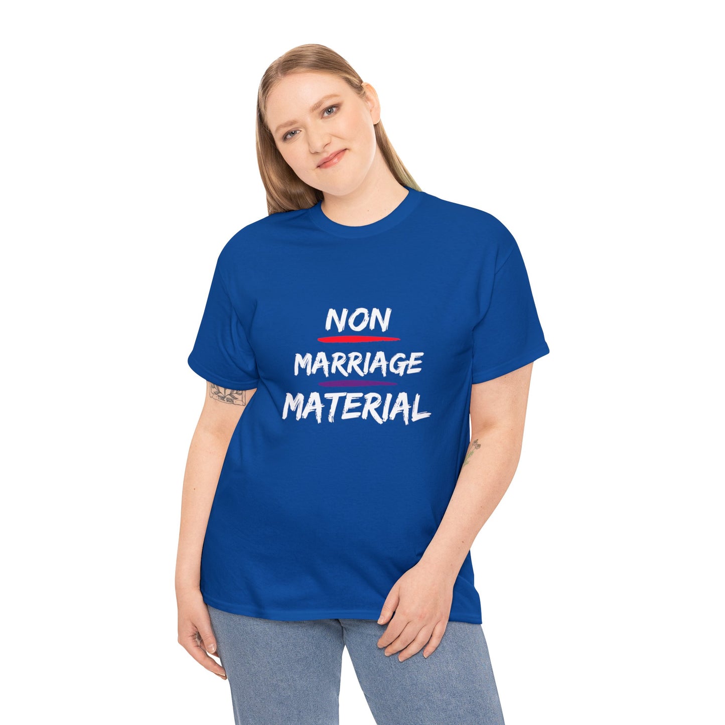 Unisex Heavy Cotton Tee Non marriage material humor t-shirt for him or her