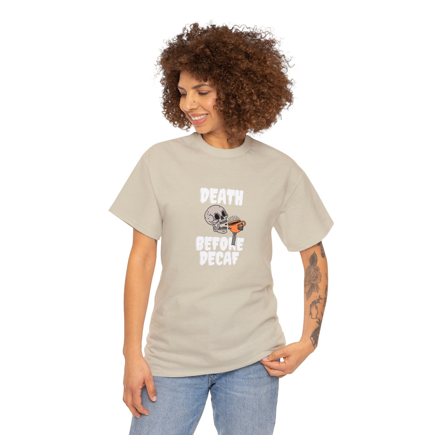 Unisex Heavy Cotton Tee - Death Before Decaf