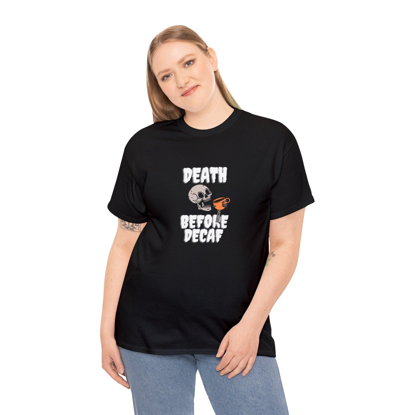 Unisex Heavy Cotton Tee - Death Before Decaf