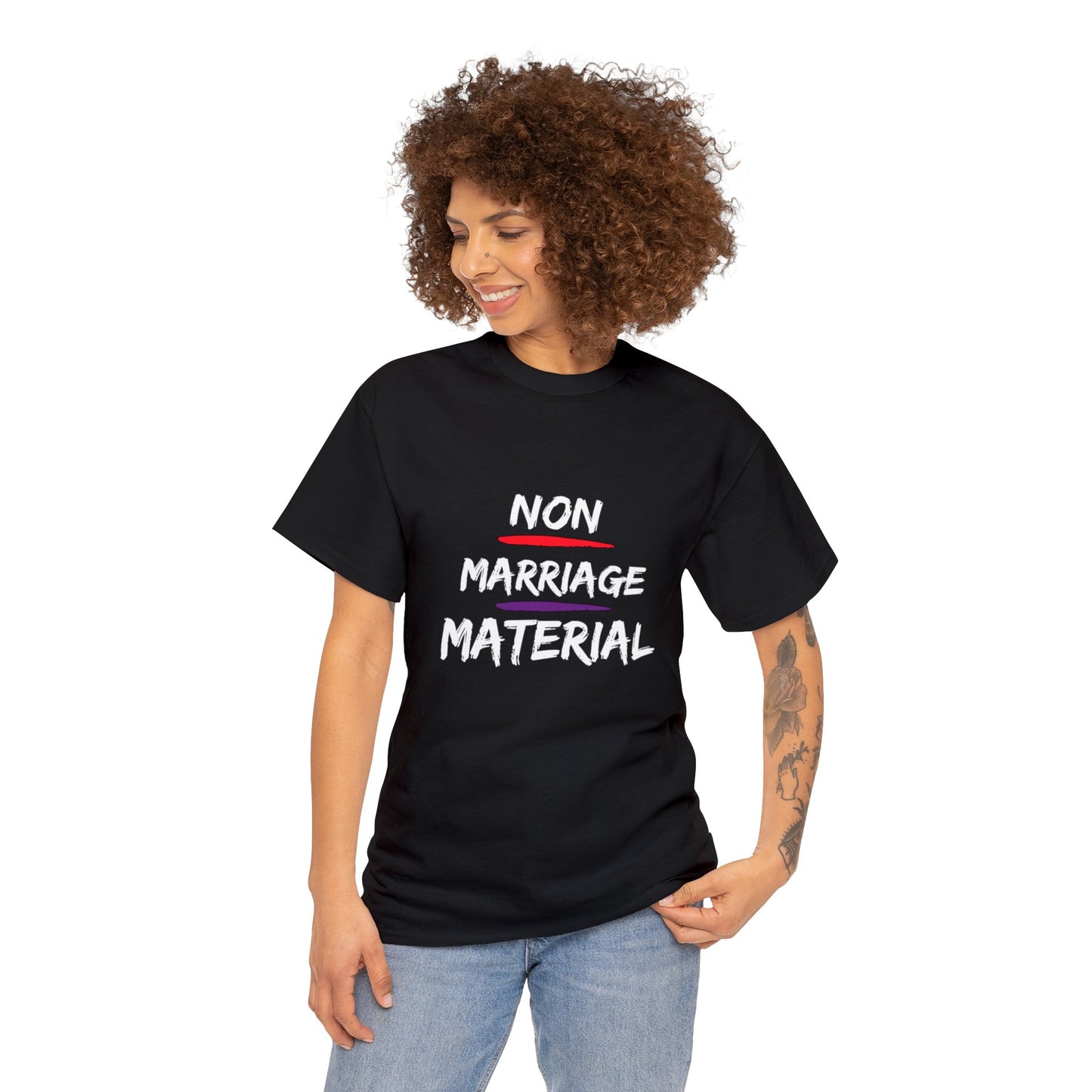 Unisex Heavy Cotton Tee Non marriage material humor t-shirt for him or her