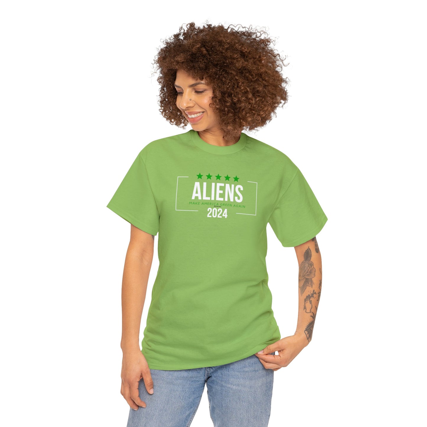 Cotton Tee - Aliens 2024 - Make America Green Again