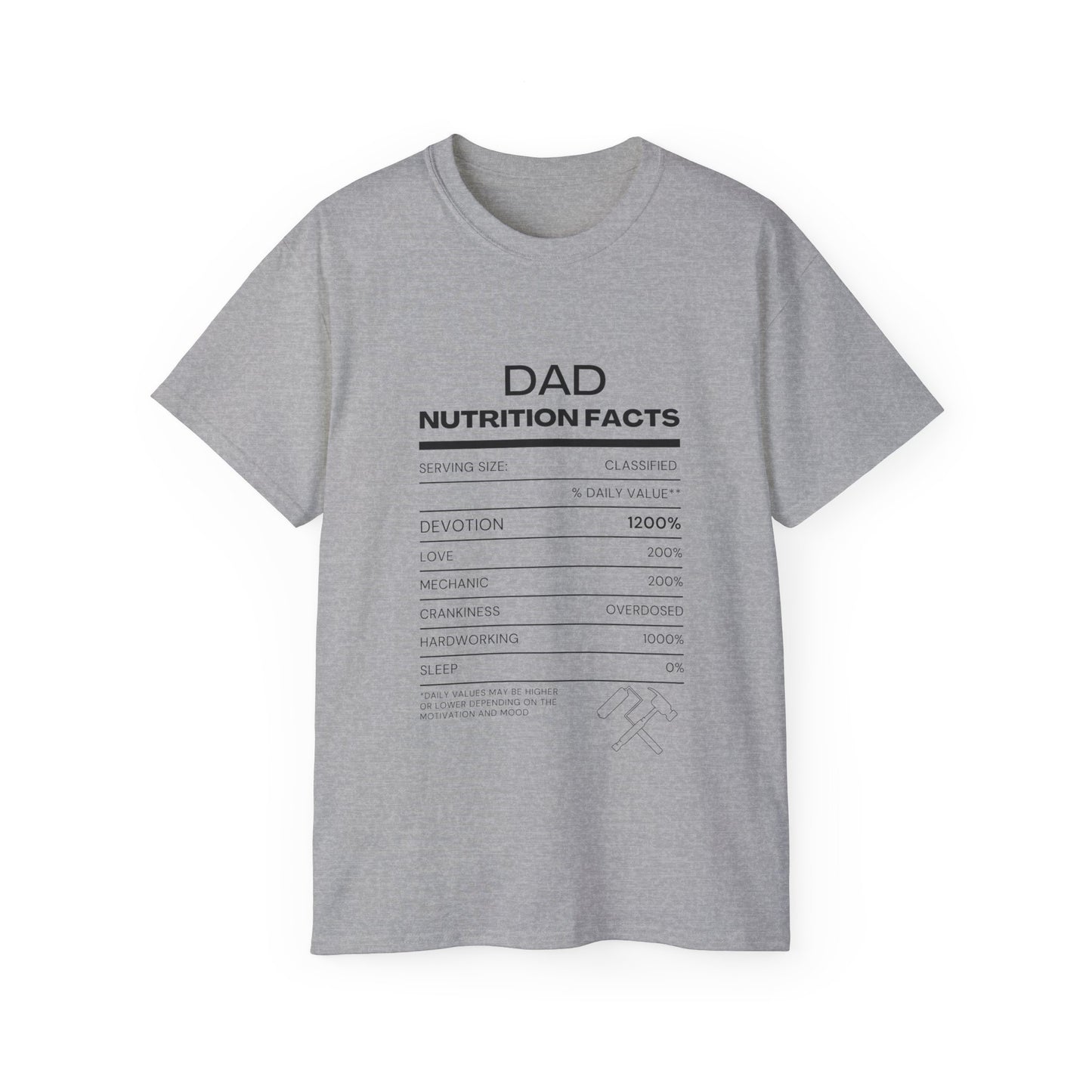 Ultra Cotton Tee - Nutrition Facts- Funny Dad T-shirt