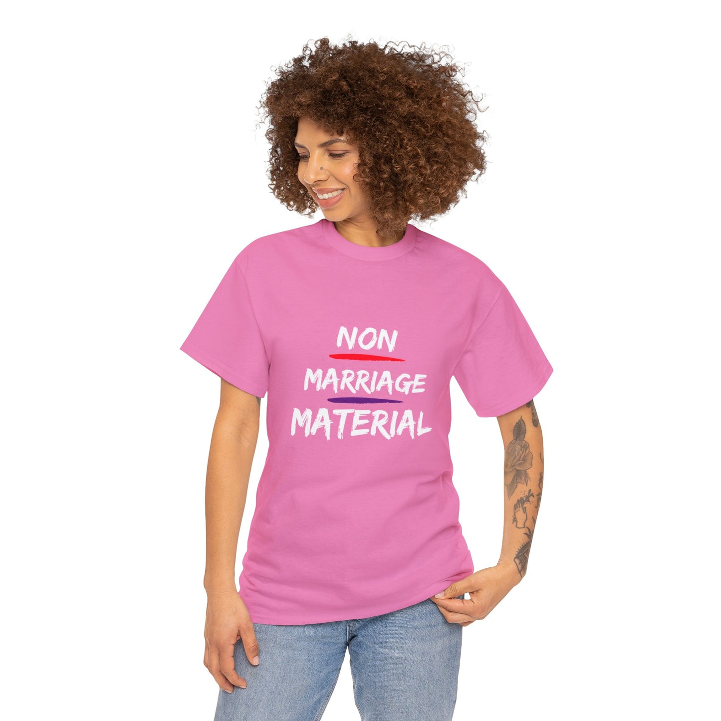 Unisex Heavy Cotton Tee Non marriage material humor t-shirt for him or her