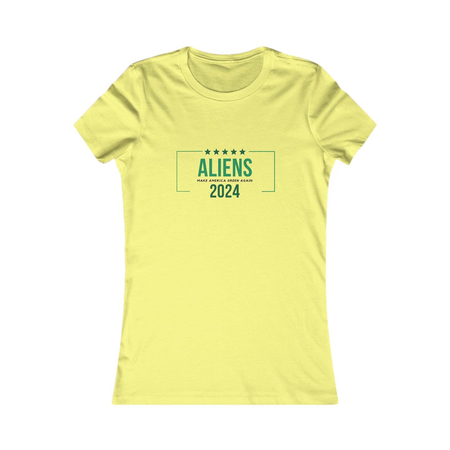 Women's fitted t-shirt- Aliens 2024- Make America Green Again