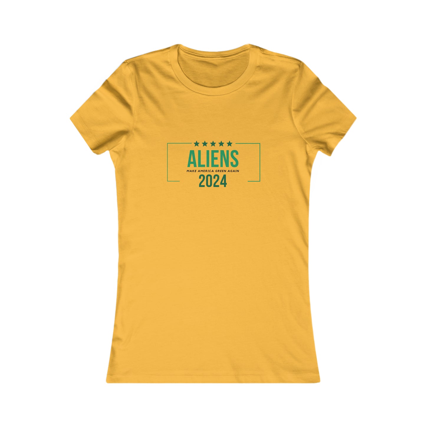 Women's fitted t-shirt- Aliens 2024- Make America Green Again