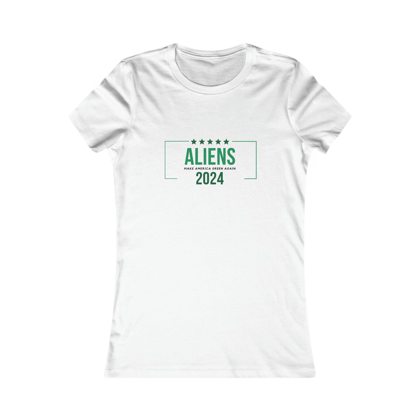 Women's fitted t-shirt- Aliens 2024- Make America Green Again