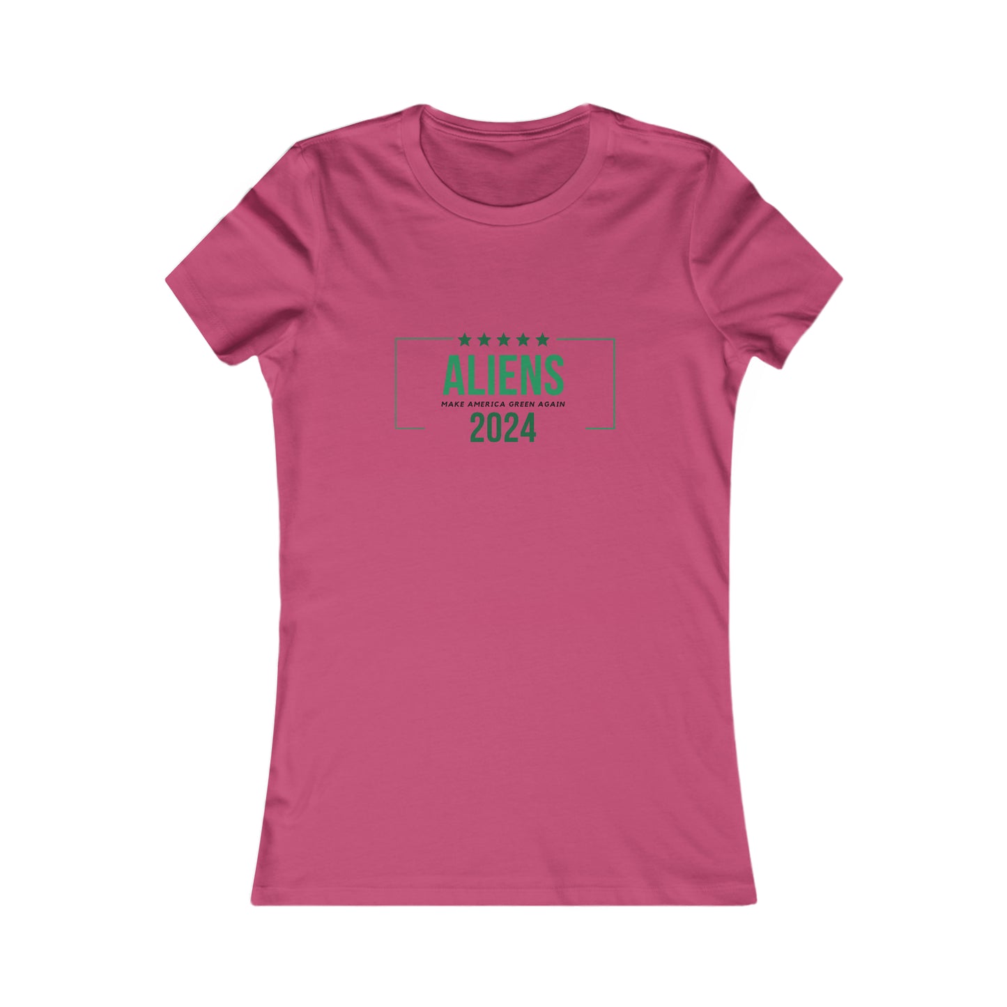 Women's fitted t-shirt- Aliens 2024- Make America Green Again