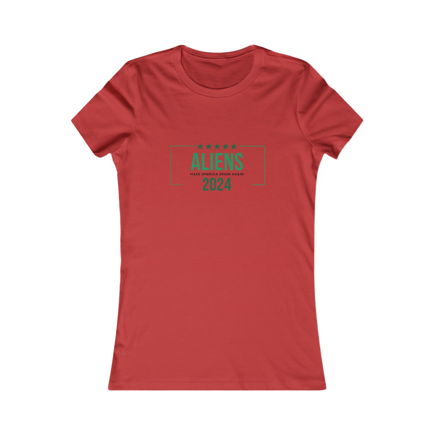 Women's fitted t-shirt- Aliens 2024- Make America Green Again