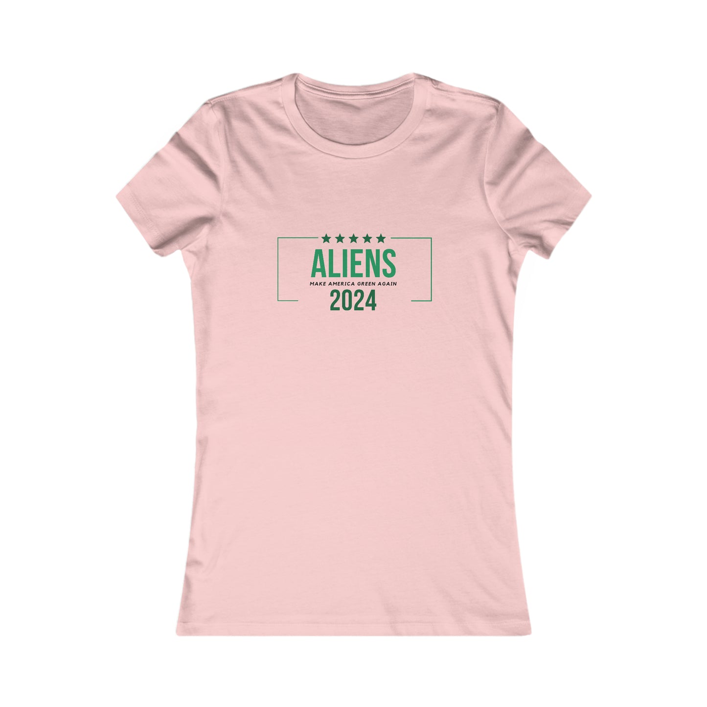 Women's fitted t-shirt- Aliens 2024- Make America Green Again