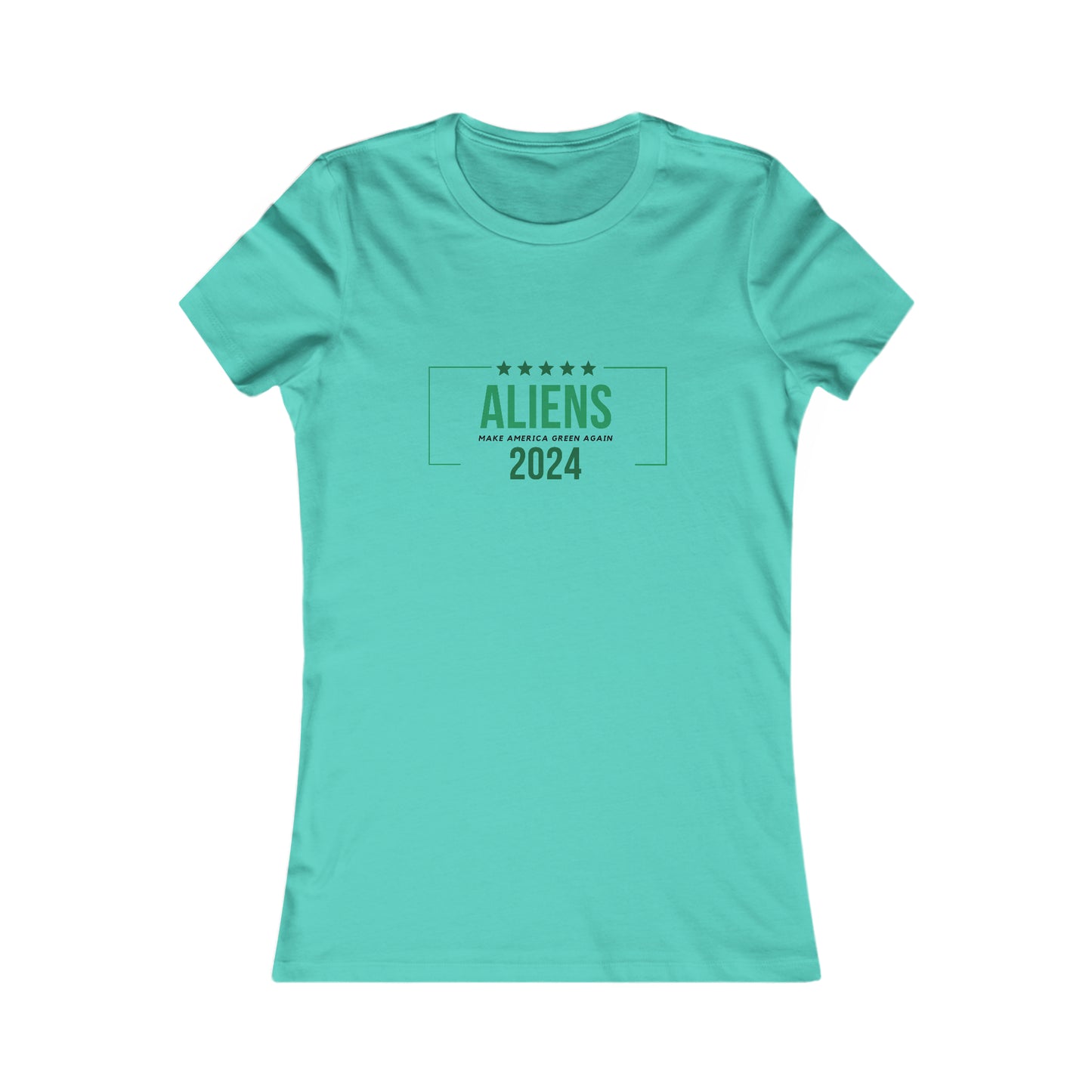 Women's fitted t-shirt- Aliens 2024- Make America Green Again