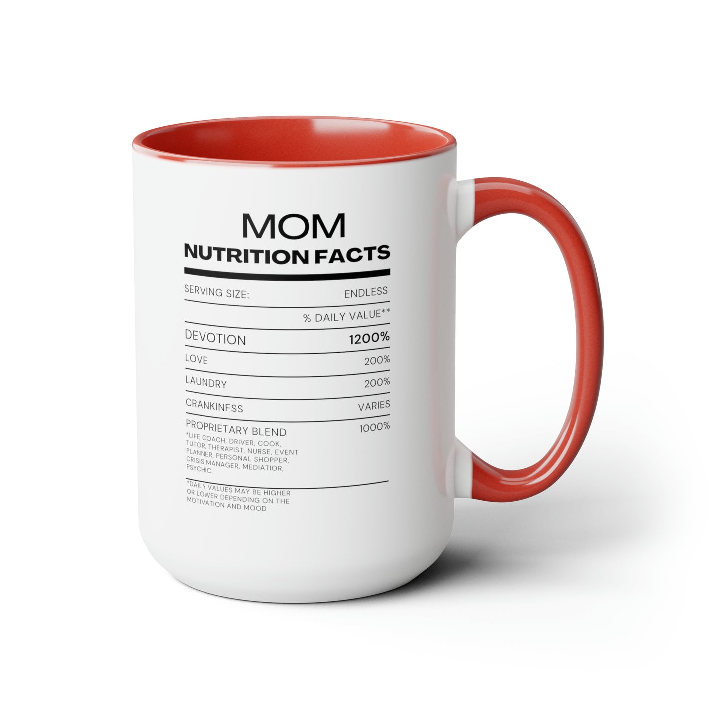 Coffee Mug - Mom Nutrition Facts