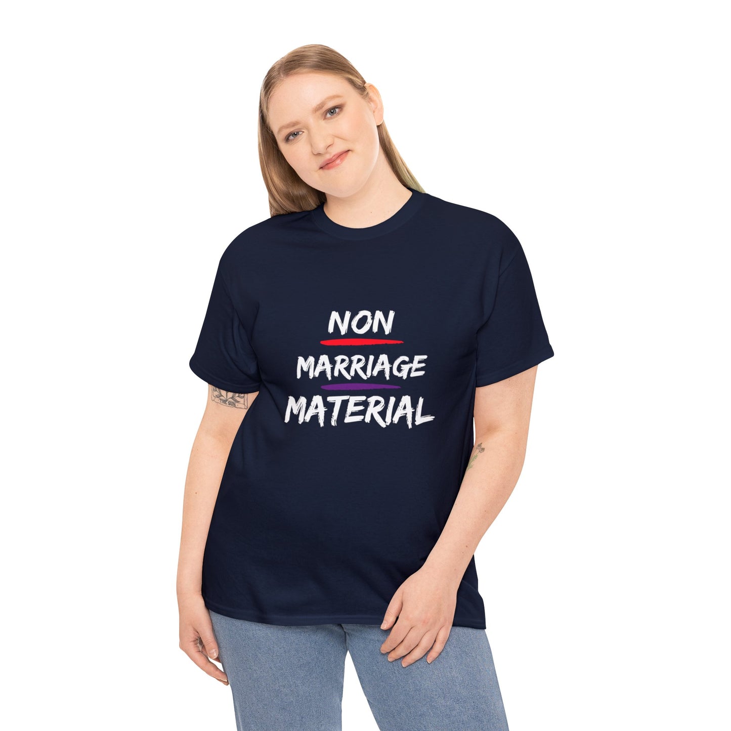 Unisex Heavy Cotton Tee Non marriage material humor t-shirt for him or her