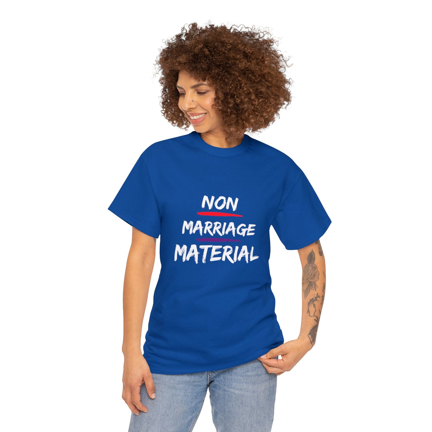 Unisex Heavy Cotton Tee Non marriage material humor t-shirt for him or her