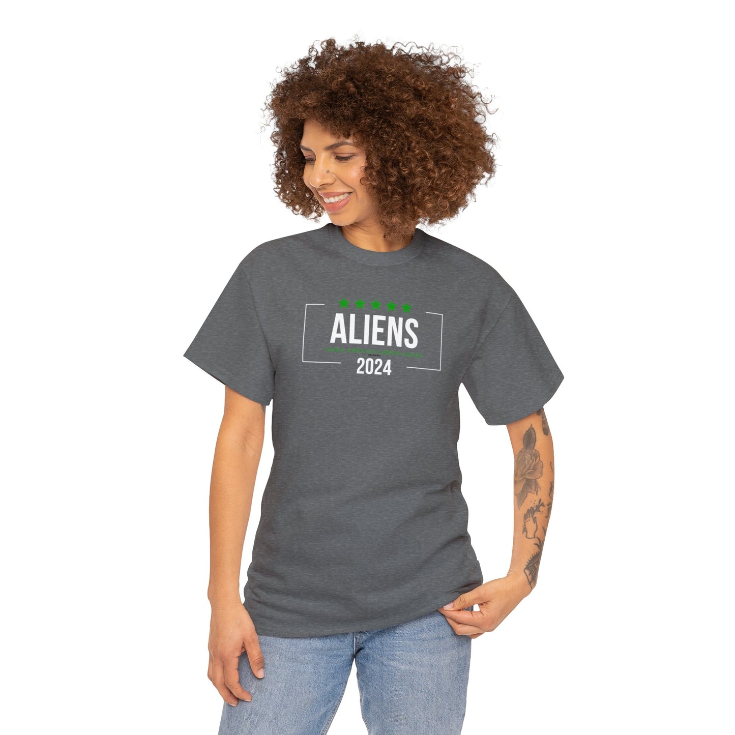 Cotton Tee - Aliens 2024 - Make America Green Again