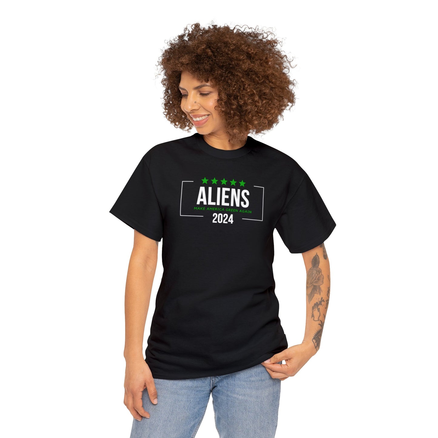 Cotton Tee - Aliens 2024 - Make America Green Again