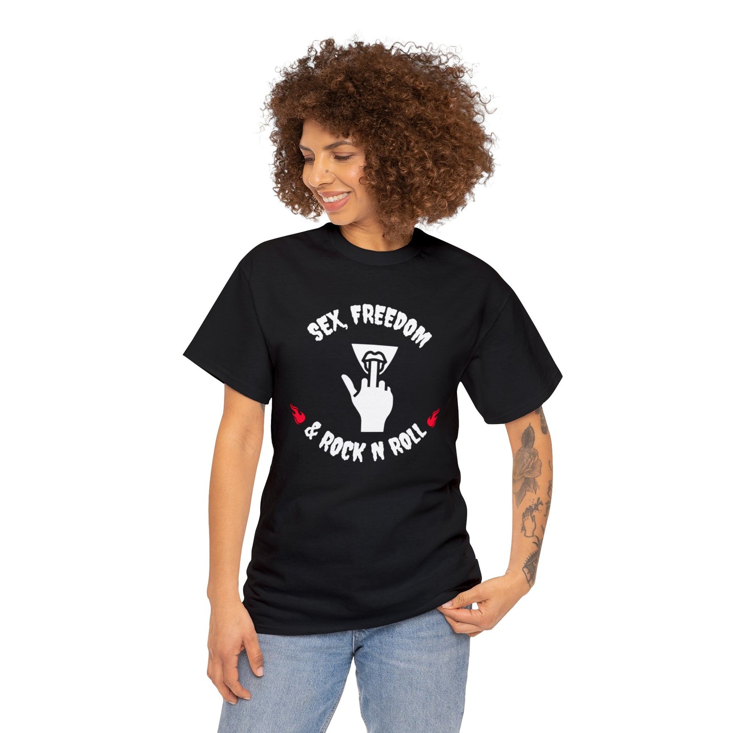 Unisex Heavy Cotton Tee - Sex, Freedom and Rock and Roll