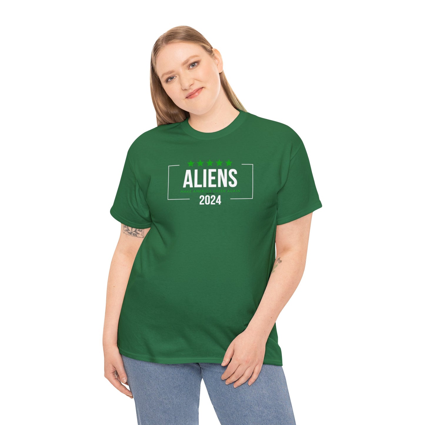 Cotton Tee - Aliens 2024 - Make America Green Again