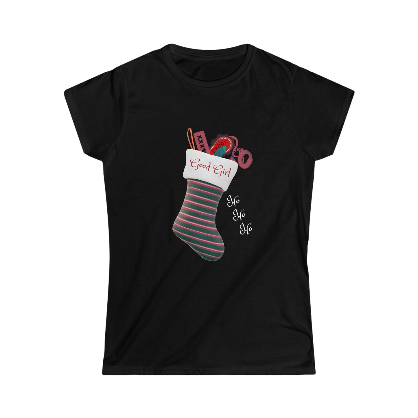 Women Christmas t-shirt naughty playful holidays shirt Softstyle Tee