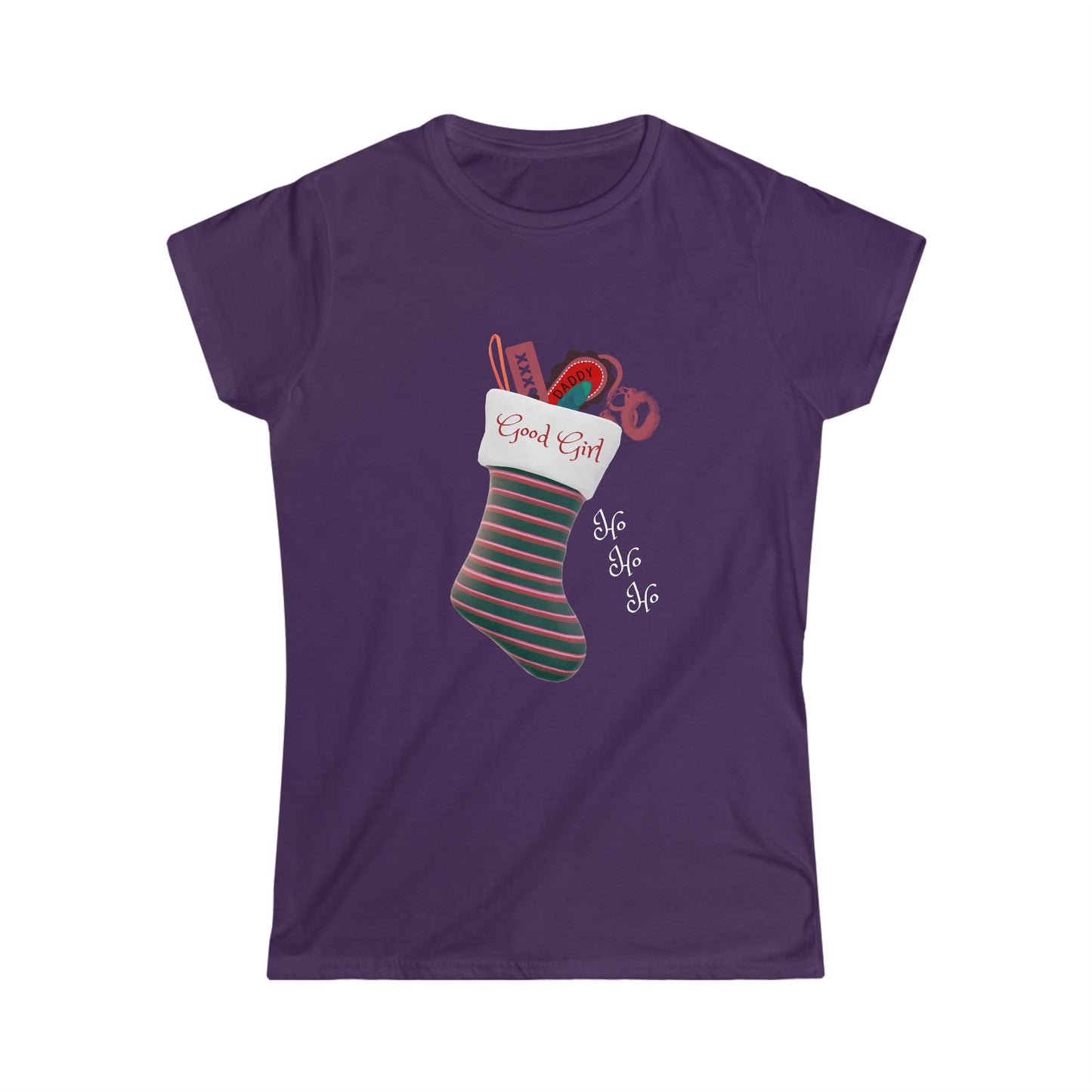 Women Christmas t-shirt naughty playful holidays shirt Softstyle Tee