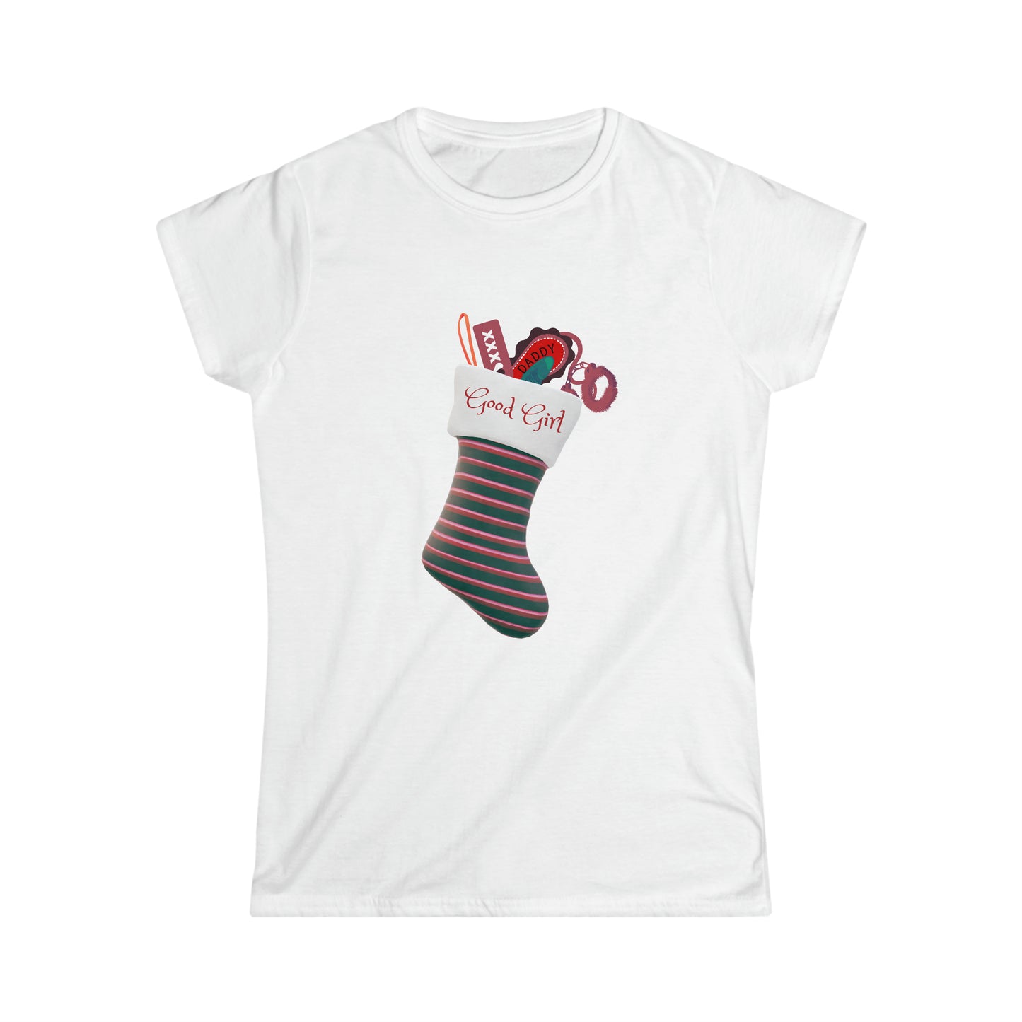 Women Christmas t-shirt naughty playful holidays shirt Softstyle Tee