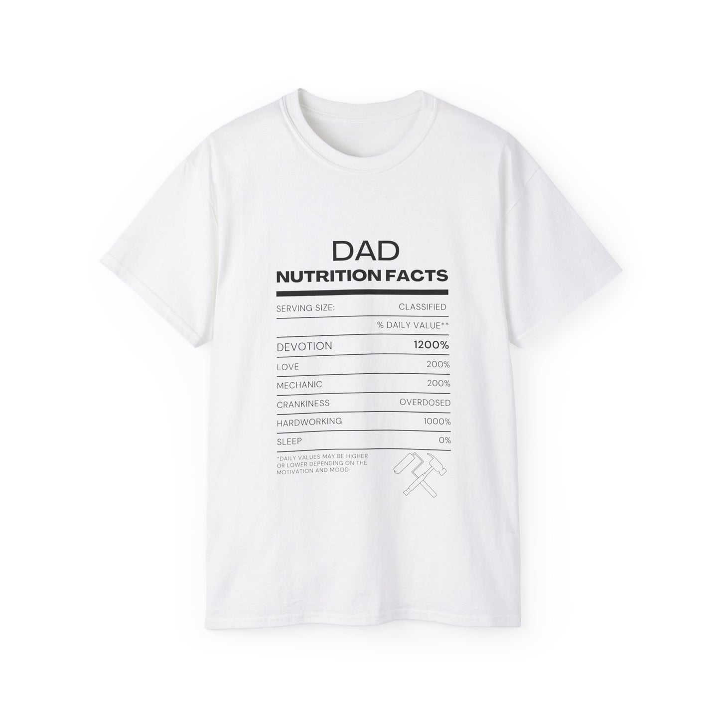 Ultra Cotton Tee - Nutrition Facts- Funny Dad T-shirt