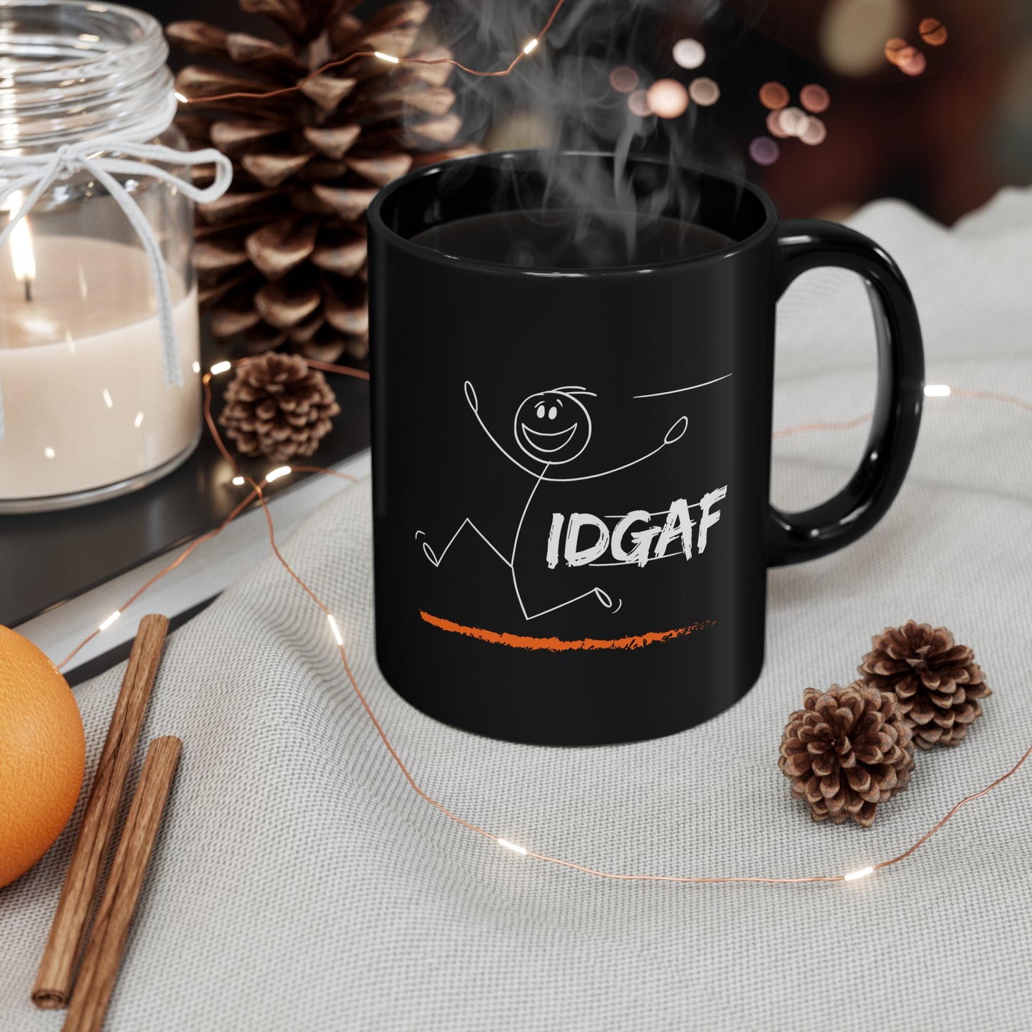 11oz Black Mug - IDGAF